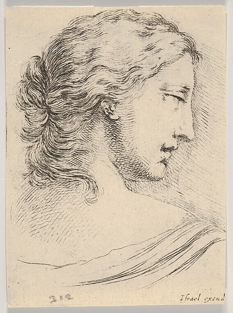 Plate 5: head of a woman, turned in profile to the right, from 'Various heads and figures' (Diverses têtes et figures)