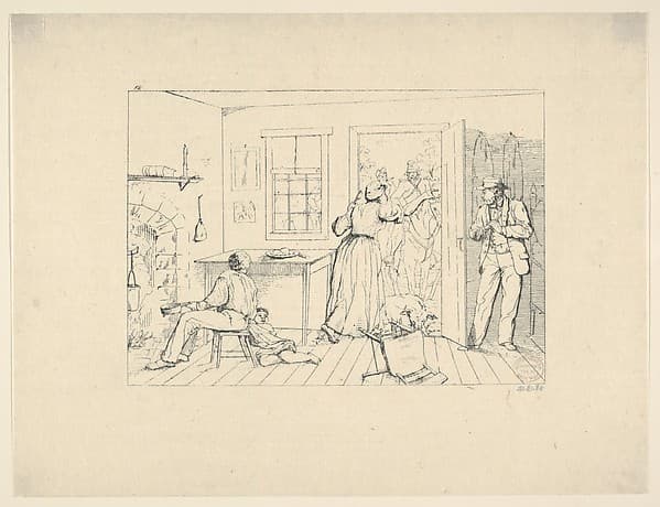 Slaves Concealing their Master from a Search Party (from Confederate War Etchings)