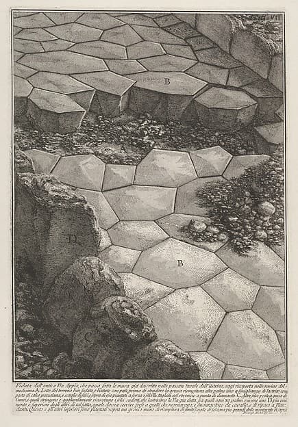 View of the stone pavement of the Appian Way (Veduta dell'antica Via Appia), from the series 'Le Antichità Romane'