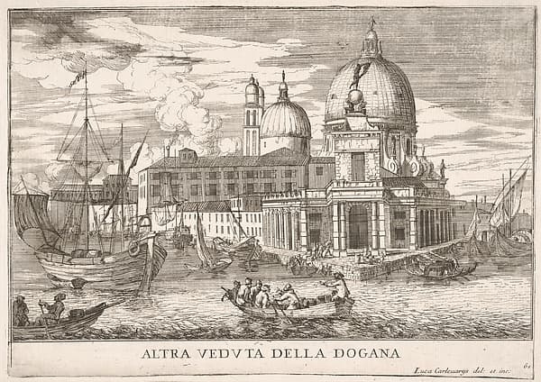 Plate 61: View of the customs house (Dogana da Mar) at the confluence of the Grand Canal and Giudecca Canal, Venice, 1703, from "The buildings and views of Venice" (Le fabriche e vedute di Venezia)