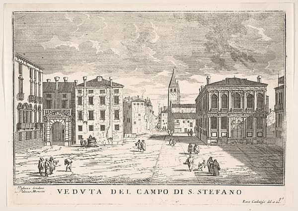 Plate 95: View of Campo Santo Stefano with the Loredan Palace and Morosini Palace, Venice, 1703, from "The buildings and views of Venice" (Le fabriche e vedute di Venezia)