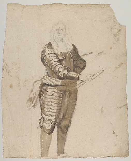 Study of a Standing Commander Holding a Staff; verso: Study of the Descent from the Cross