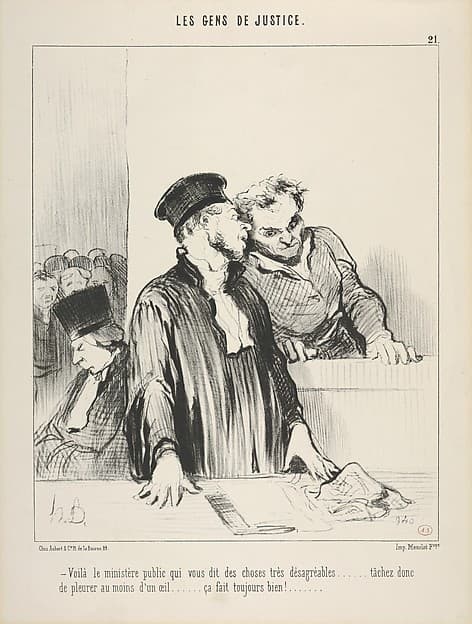 Le Gens de Justice, Plate 21, "Voila le ministere public qui vous dit des choses tres desagreeables"