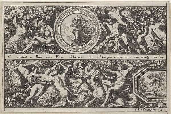 Two Designs for Friezes with Medallions, from: Frises, feuillages ou tritons marins antiques et modernes