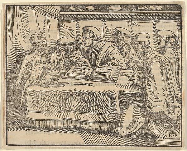 Six Scholars Sitting Around a Table