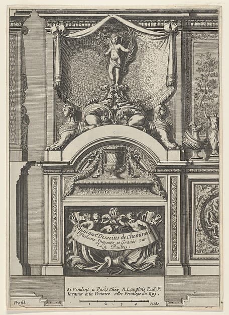 Design for a Fireplace Surmounted by Sphyxes and Cupid, Title Page from: Nouveaux dessins de cheminées à l'italienne
