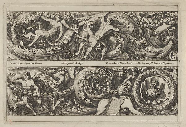 Two Designs for Friezes with Acanthus Scrolls from: Frises, Feuillages ou Tritons Marins à la romaine
