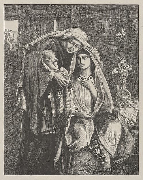 Naomi and the Child Obed, from "Dalziels' Bible Gallery"