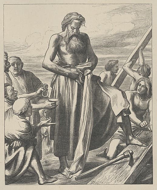 Noah Building the Ark, from "Dalziels' Bible Gallery"