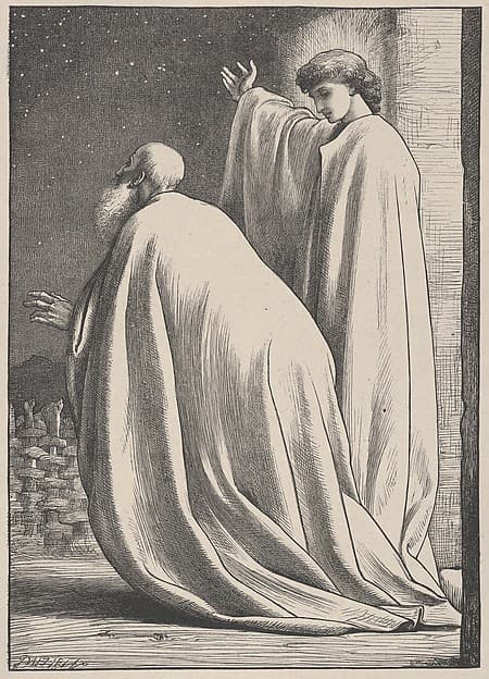 Abram and the Angel, from "Dalziels' Bible Gallery"