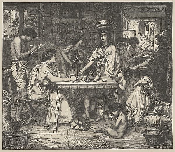 Joseph Distributes Corn, from "Dalziels' Bible Gallery"