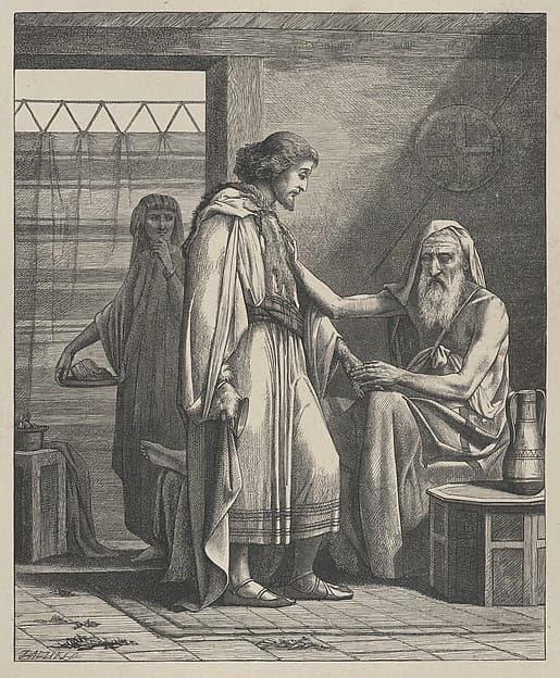 Isaac Blessing Jacob, from "Dalziels' Bible Gallery"