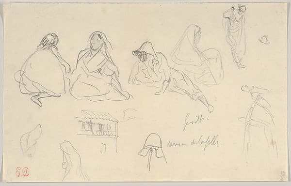 Sketches of Figures and a Tile-Roofed Building, Seville, Spain
