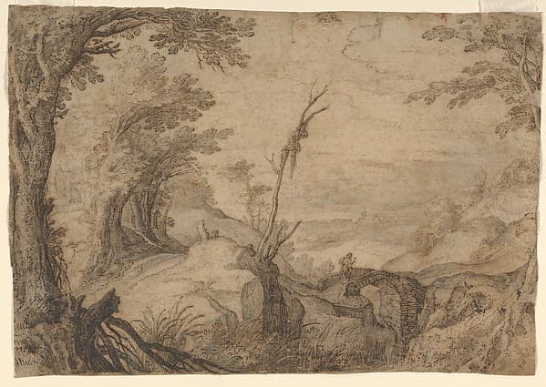 Skeleton Hanging from a Tree in a Landscape