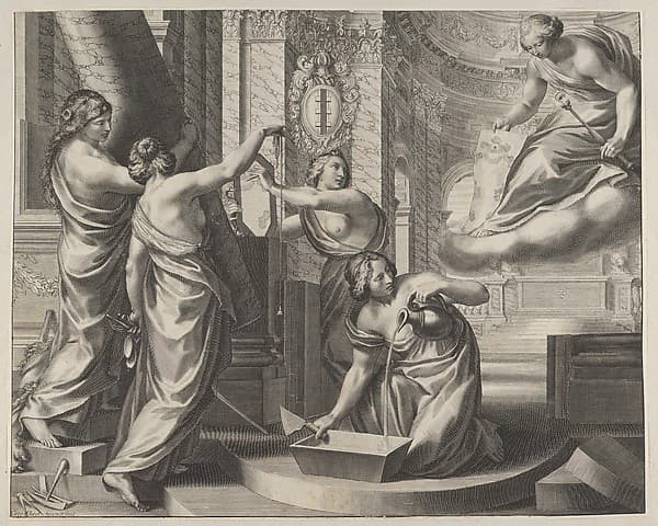 Allegorial Composition with Figures Working According to an Architectural Plan