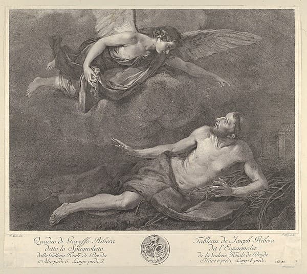 Saint Francis visited by the Angel, from 'Recueil d'estampes d'après les plus célèbres tableaux de la Galerie Royale de Dresde'