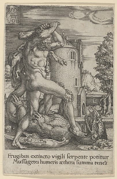 Hercules Killing the Dragon Ladon, from The Labors of Hercules