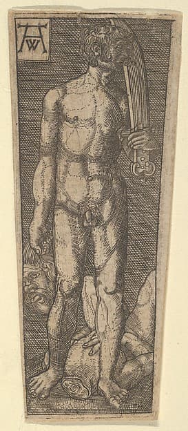 Reverse Copy of the Top of Dagger Sheath with David Holding the Head of Goliath