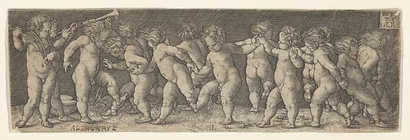 Fifteen Nude Children Dancing