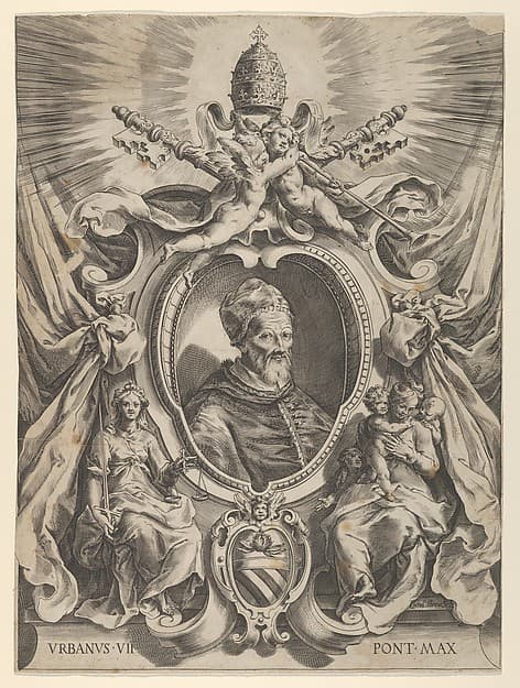 Portrait of Pope Urban VII in a decorative border