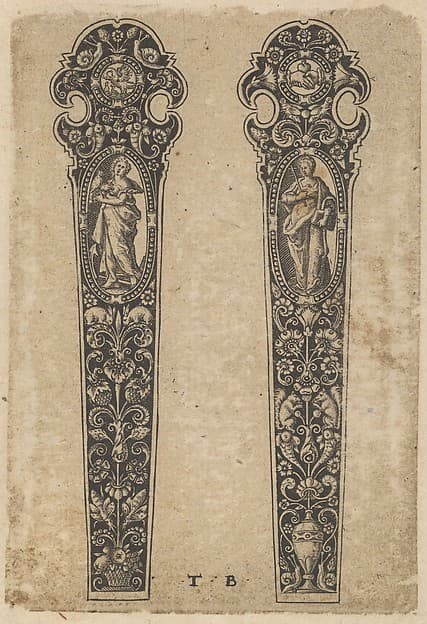 Design for Knife Handles with Personifications of Peace and Faith