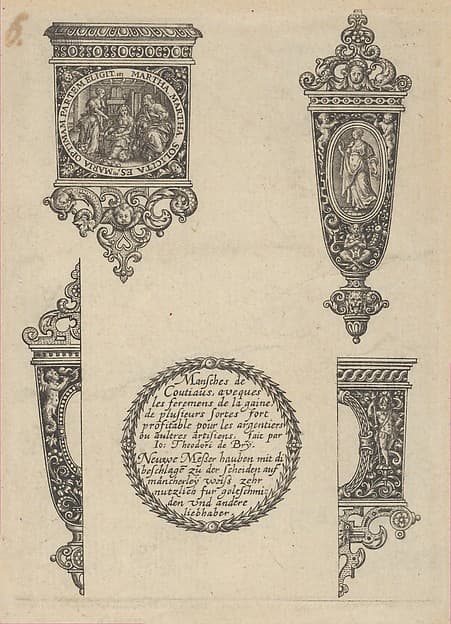 Design for Four Knife Handles with Title
