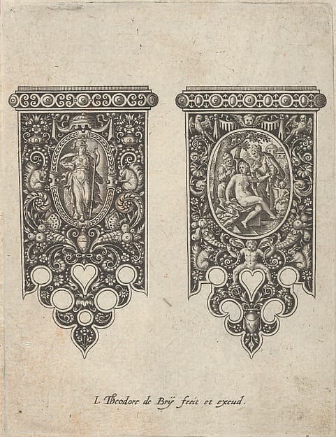 Design for Knife Handles with an Armed Woman and Susanna and the Elders, from Mansches de Coutiaus