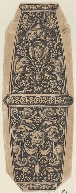 Design for a Sword or Dagger Handle with Putto-Head and Lion's-Head Masks