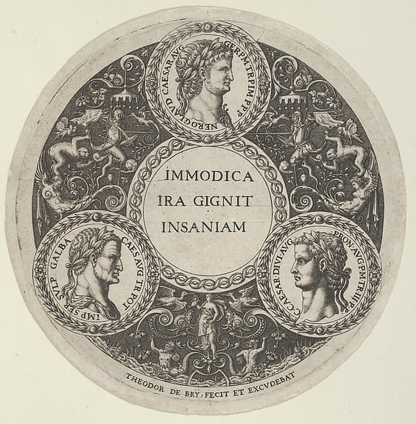 Design for a Dish with Portraits of the Roman Emperors Nero, Galba, and Caligula