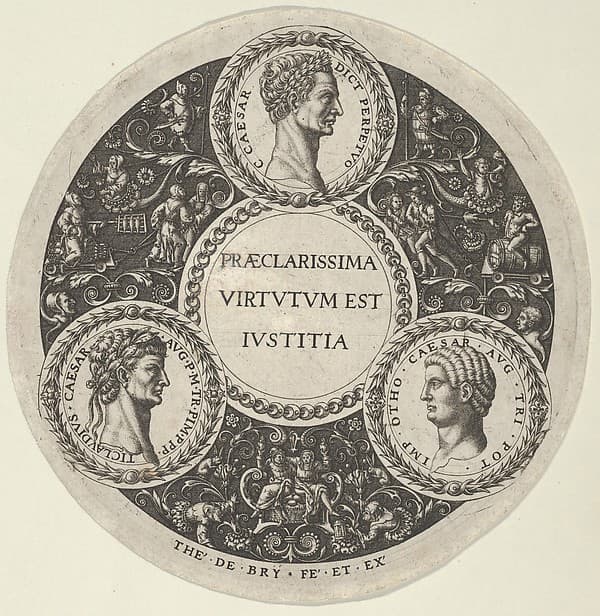 Design for a Dish with Portraits of the Roman Emperors Caesar, Claudius, and Otho