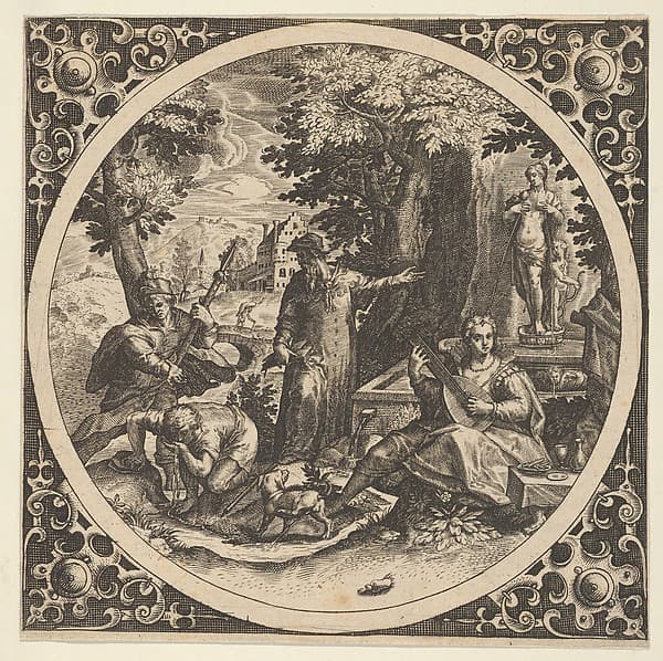 Scene with a Warning Against Venereal Disease in a Circle at Center