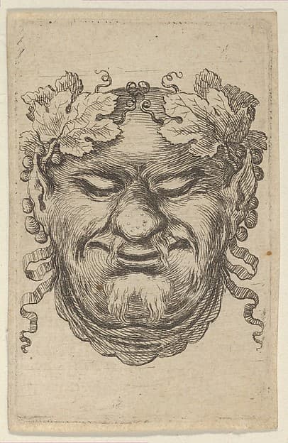Mask of Bacchus with a Wreath of Grape Leaves and Ribbon, from Divers Masques