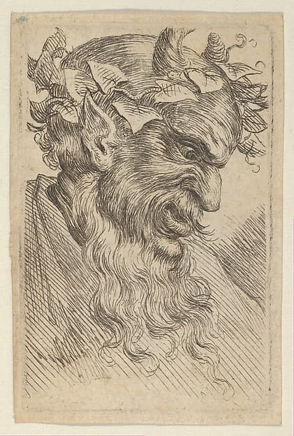 Satyr Mask with a Crown of Ivy, Facing Right, from Divers Masques
