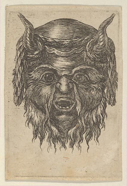 Satyr Mask with a Laurel Wreath Draped Over the Horns, from Divers Masques
