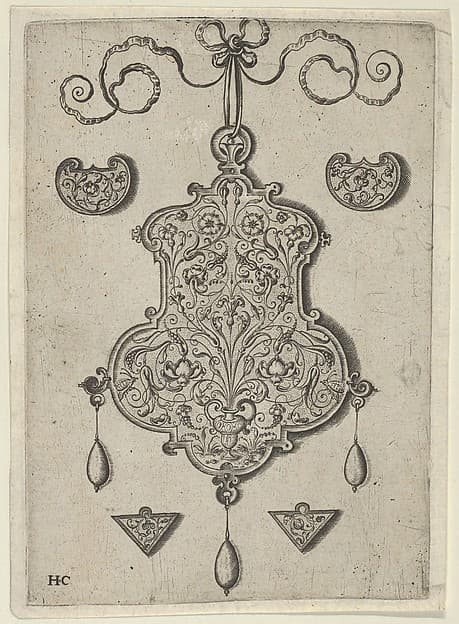 Design for the Verso of a Pendant with a Flower-Piece at Bottom Center