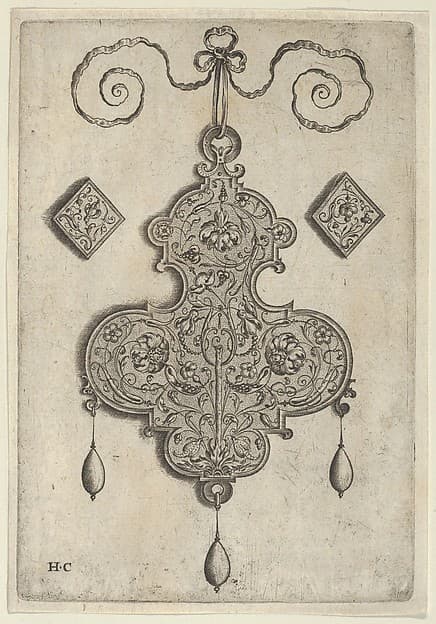 Design for the Verso of a Pendant with Three Large Flowers