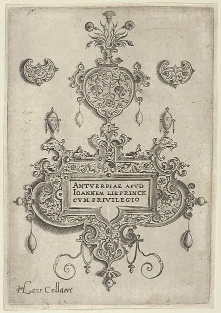 Title Plate, from Pendant Designs with Deities in Niches and Flower-Arabesques