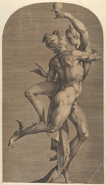 Mercury Abducting Psyche (lateral view Mercury's side), from a set of three views of the sculpture