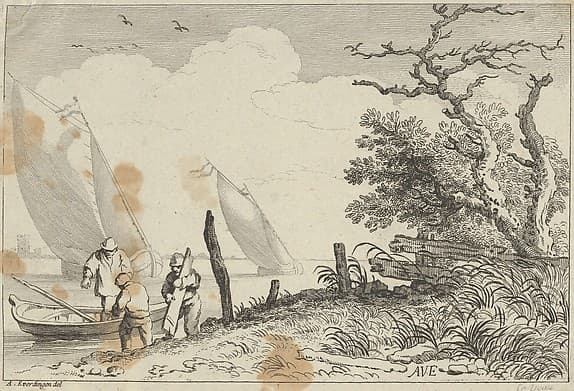 River Landscape with Three Fisherman