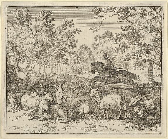 The Shepherd on Horseback Chases the Stag from Hendrick van Alcmar's Renard The Fox
