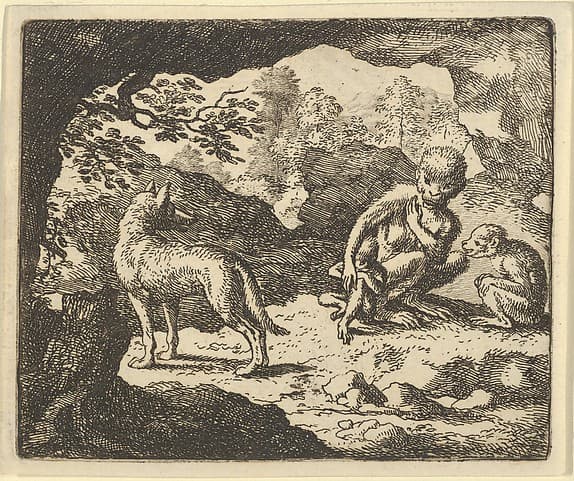 The Wolf in in the She-Monkey's Cave Where the Renard Convinced Him to Enter in Order to Make Fun of Him from Hendrick van Alcmar's Renard The Fox