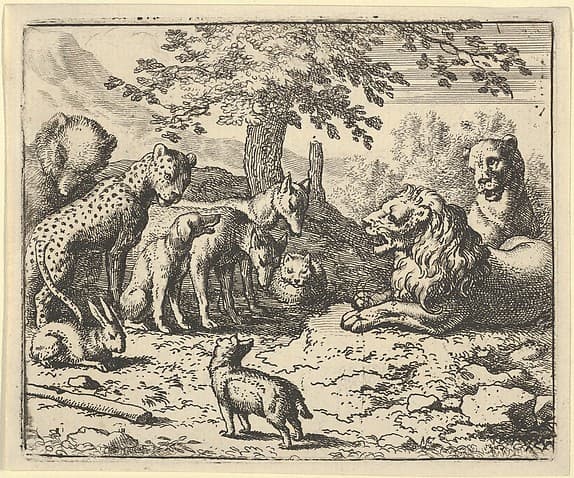 The Lion Takes the Advice of the Other Animals for Renard's Punishment from Hendrick van Alcmar's Renard The Fox