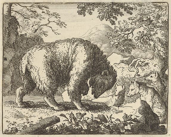 Renard Promises the Bear to Take Him to a Place Where He Will Find Honey from Hendrick van Alcmar's Renard The Fox
