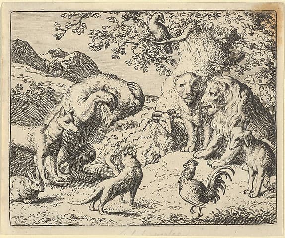 The Bear Seeks Justice from the Lion Against Renard from Hendrick van Alcmar's Renard The Fox