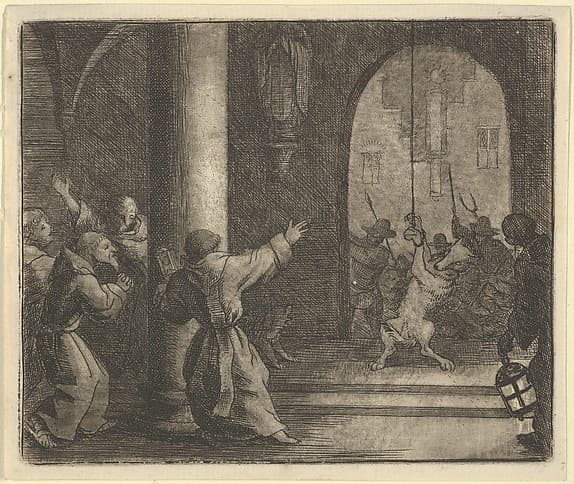 The Wolf Rings the Bells of a Convent from Hendrick van Alcmar's Renard The Fox