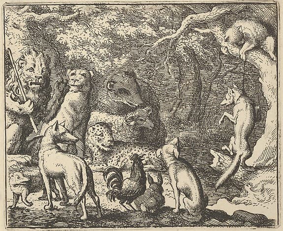 Renard Asks for Confession from Hendrick van Alcmar's Renard The Fox