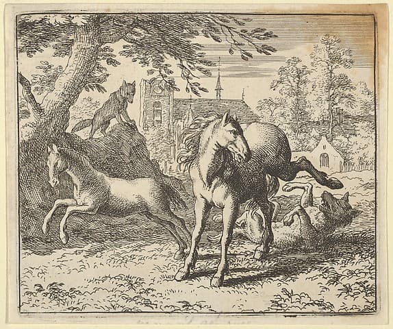 Renard Goes with the Badger to Court to Appease the Lion's Anger from Hendrick van Alcmar's Renard The Fox