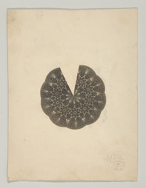 Banknote motifs: circular lobed lathe work design, its interior composed of repeated stars, missing a pie shaped wedge (recto); Two pie-shaped wedges of lathe work ornament resembling cut glass (verso)