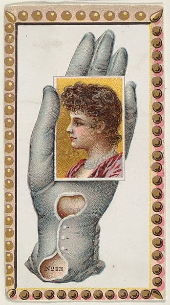 Card Number 13, cut-out from banner advertising the Opera Gloves series (G29) for Allen & Ginter Cigarettes