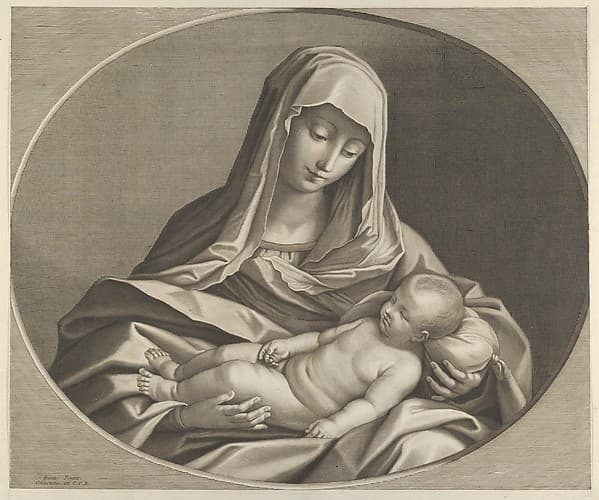The Virgin holding the sleeping infant Christ on her lap, after Reni